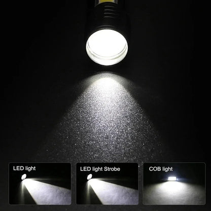 USB Rechargeable Mini Flashlight COB+XPE Portable Built-In Battery Zoomable Small Torch 3 Mode Camping Emergency Flashlights